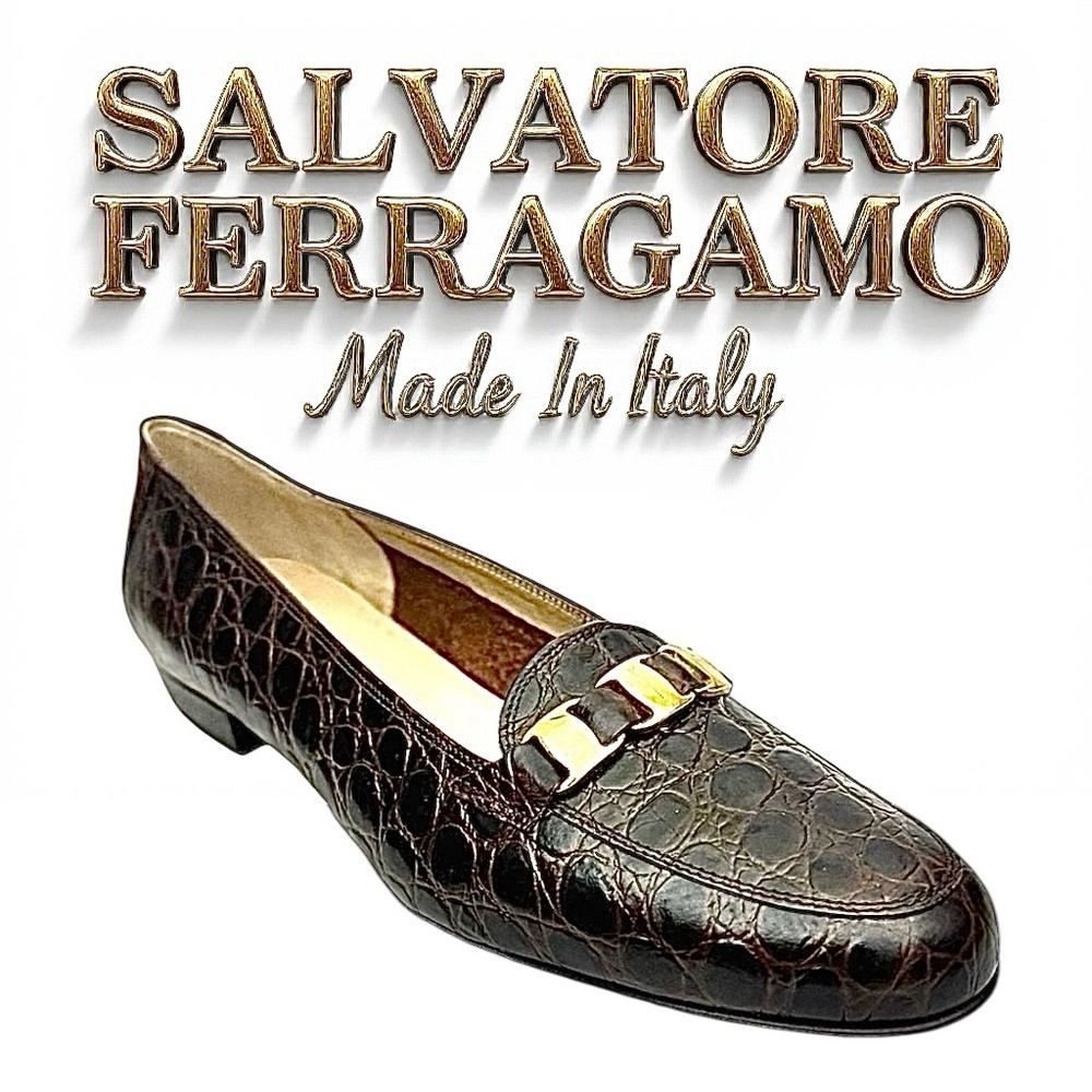 Salvatore Ferragamo Women’s Loafers 6.5 AA Animal Print Leather Made in Italy